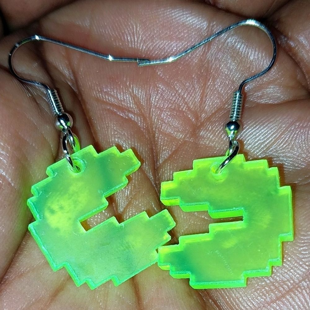 Green Retro cartoon game earrings